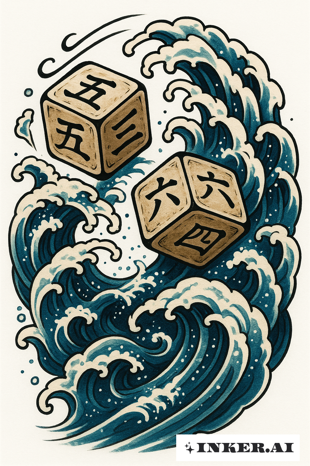 Rolling Dice on Crashing Hokusai Waves