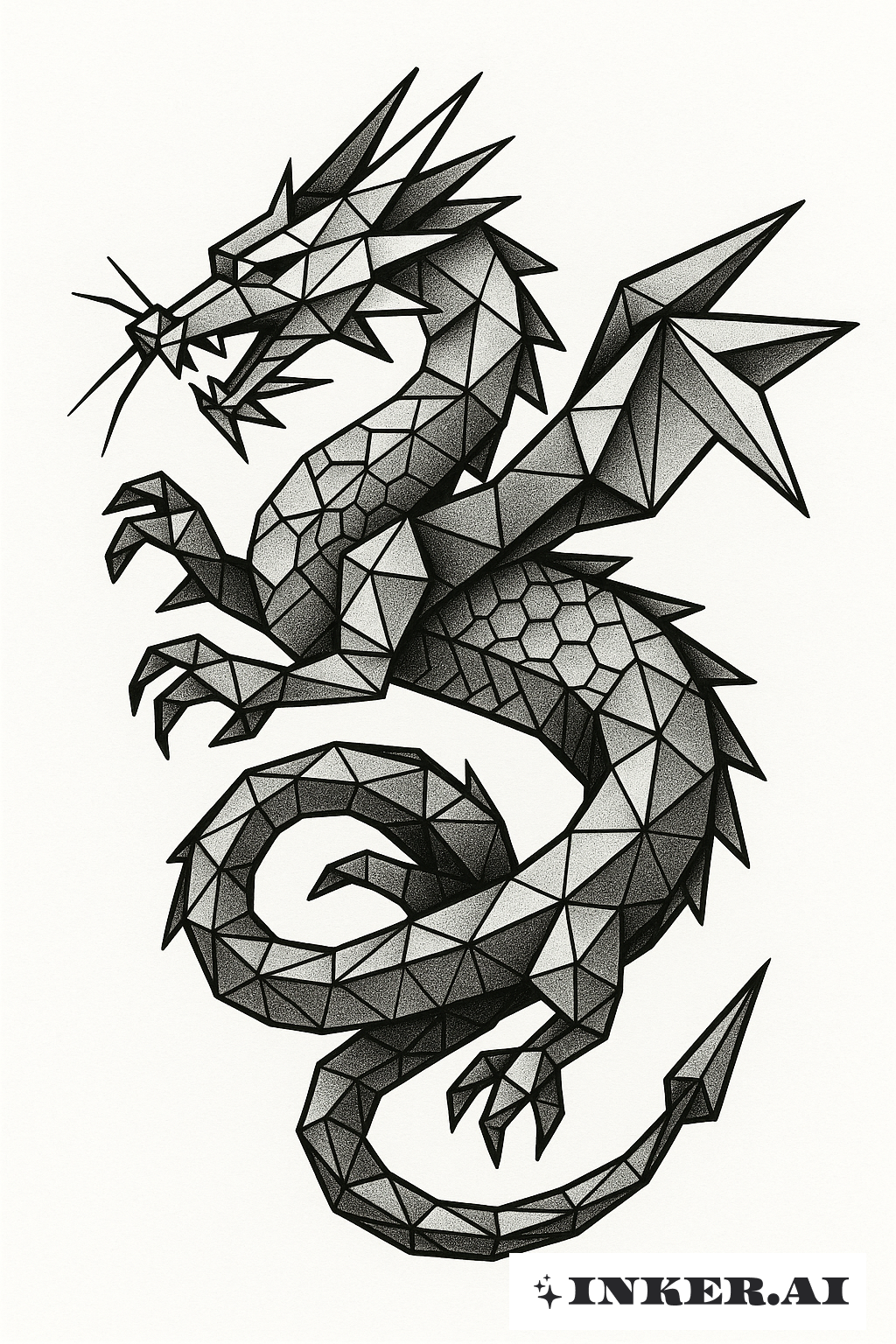 摺紙風格的日本龍紋身