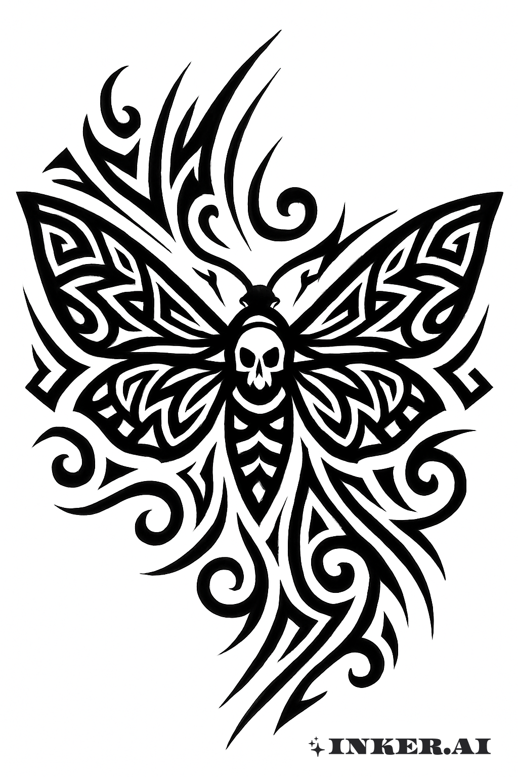 Flowing Lines Of The Tribal Death Moth