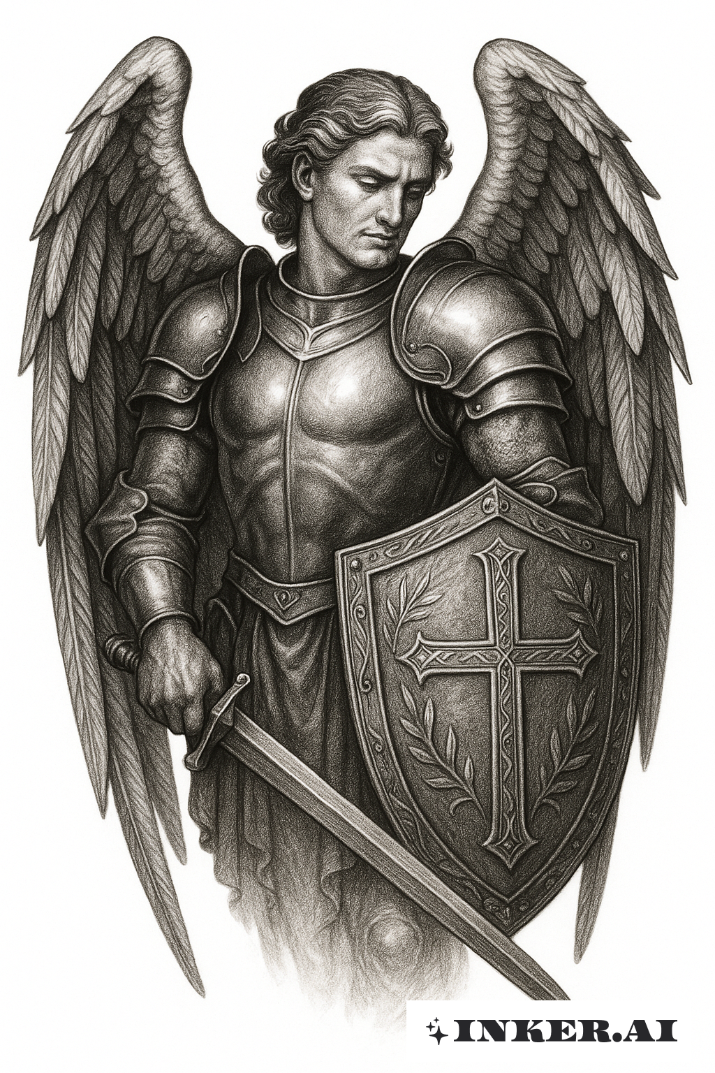 Warrior Guardian Angel in Polished Armor