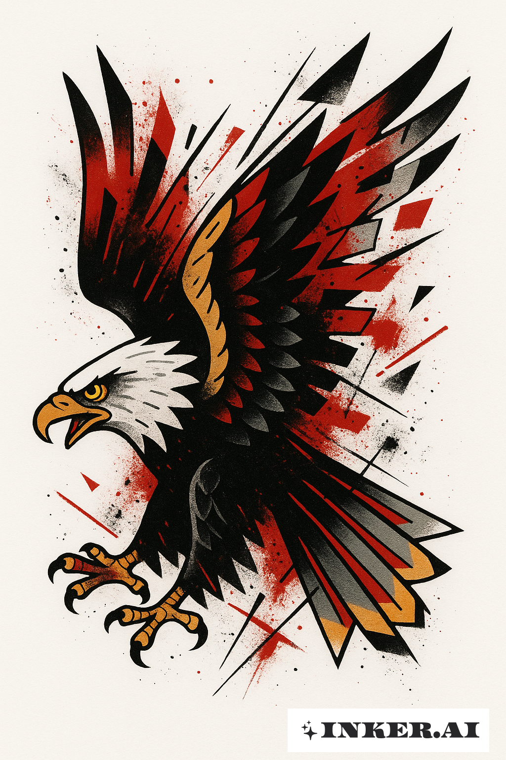 Eagle With Abstract Wings Trash Polka