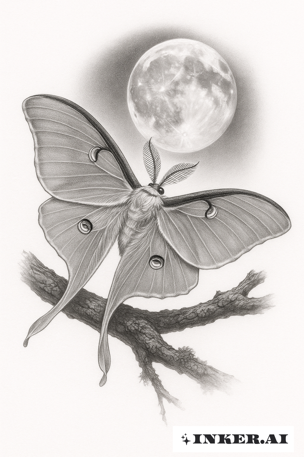 Luna Moth Bathed In Moonlight