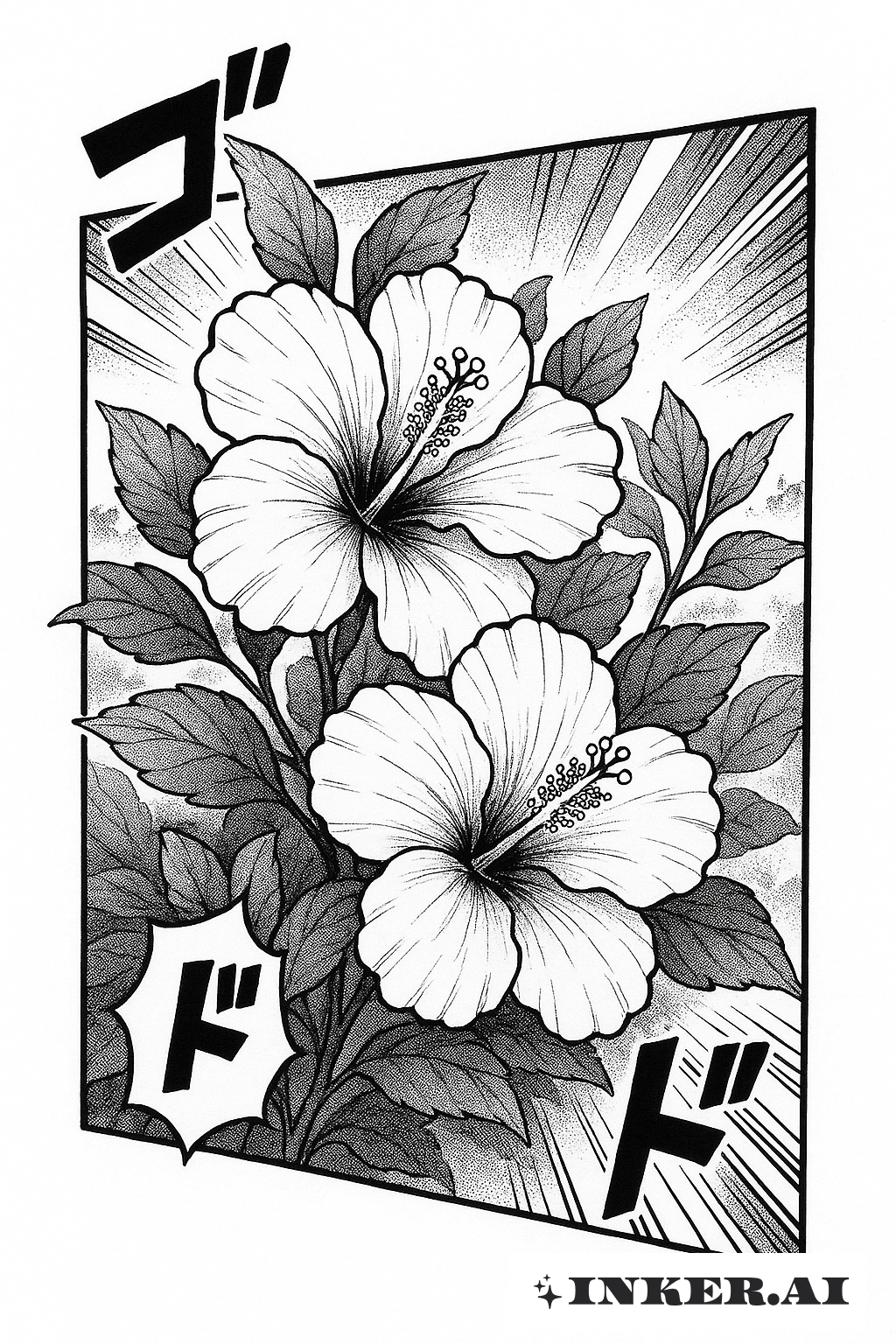 Scène d'Hibiscus de Planche de Manga