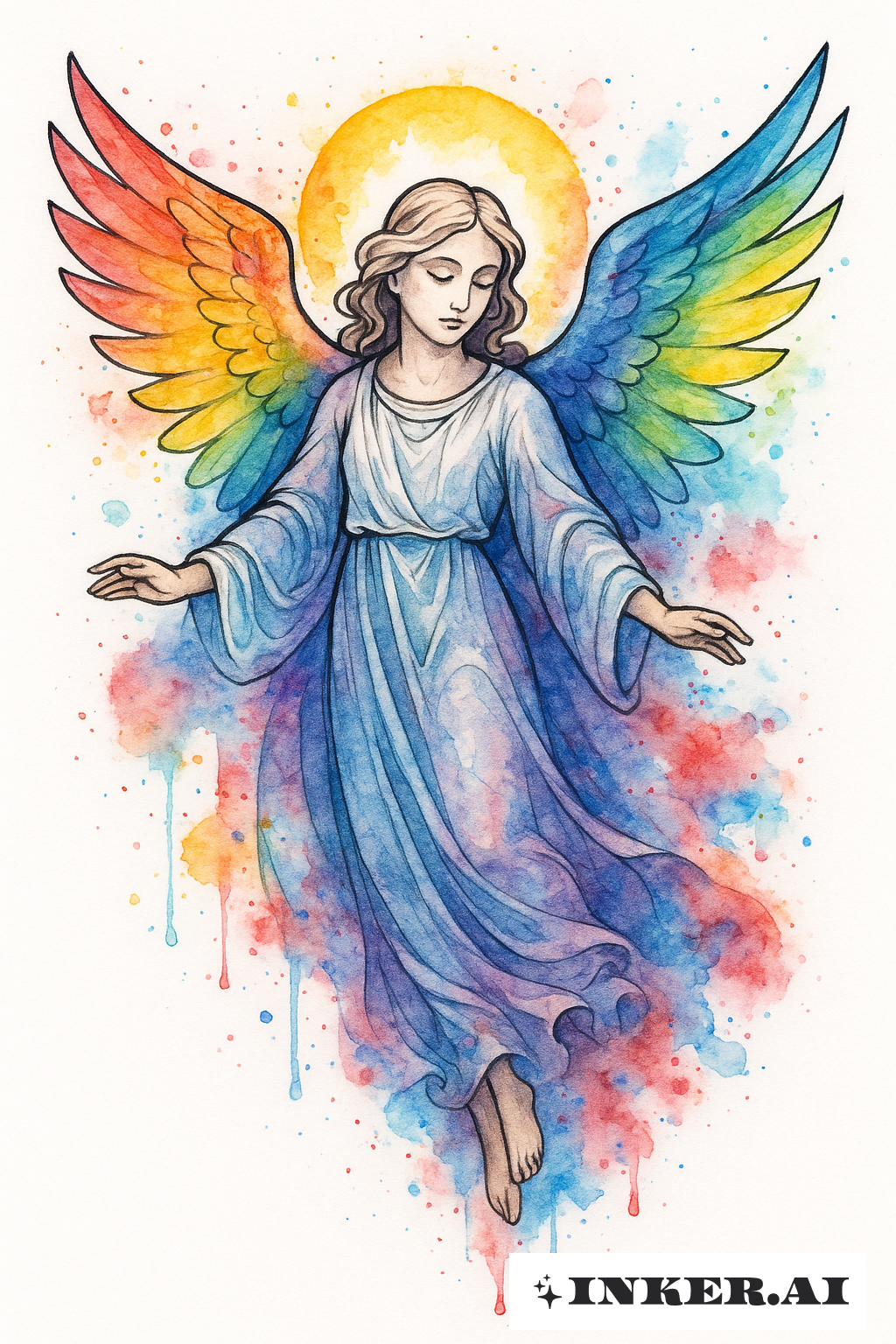 Guardian Angel with Rainbow Spectrum Wings