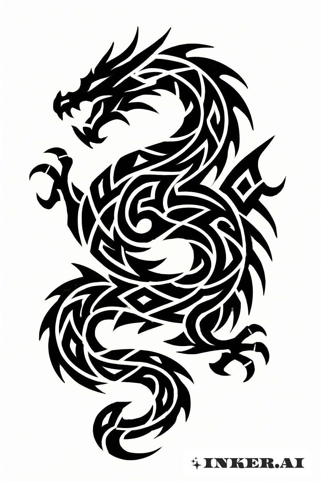 抽象黑色工藝日式龍型