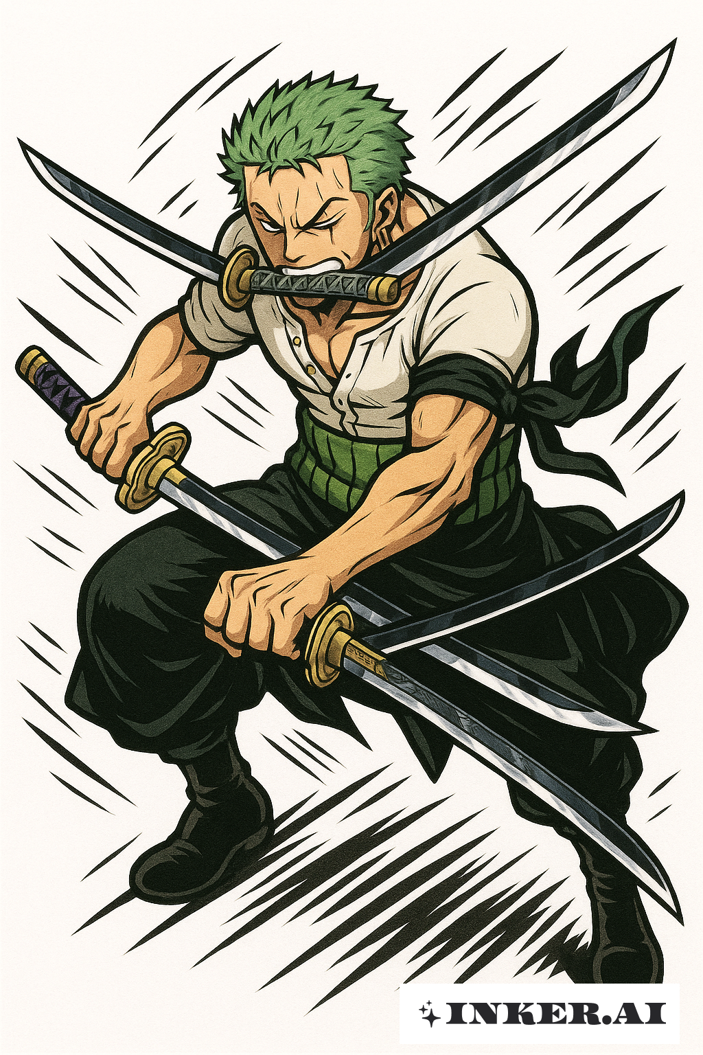 ゾロのワンピース三刀流ポーズ