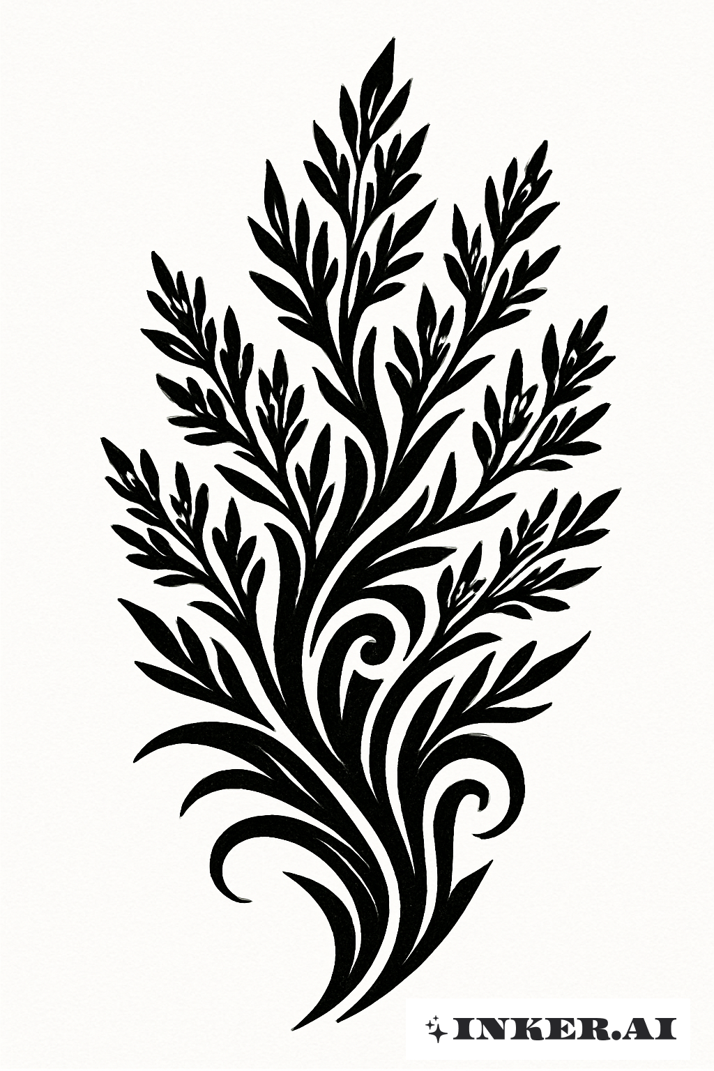 Flowing Sagebrush Branches in Tribal Form