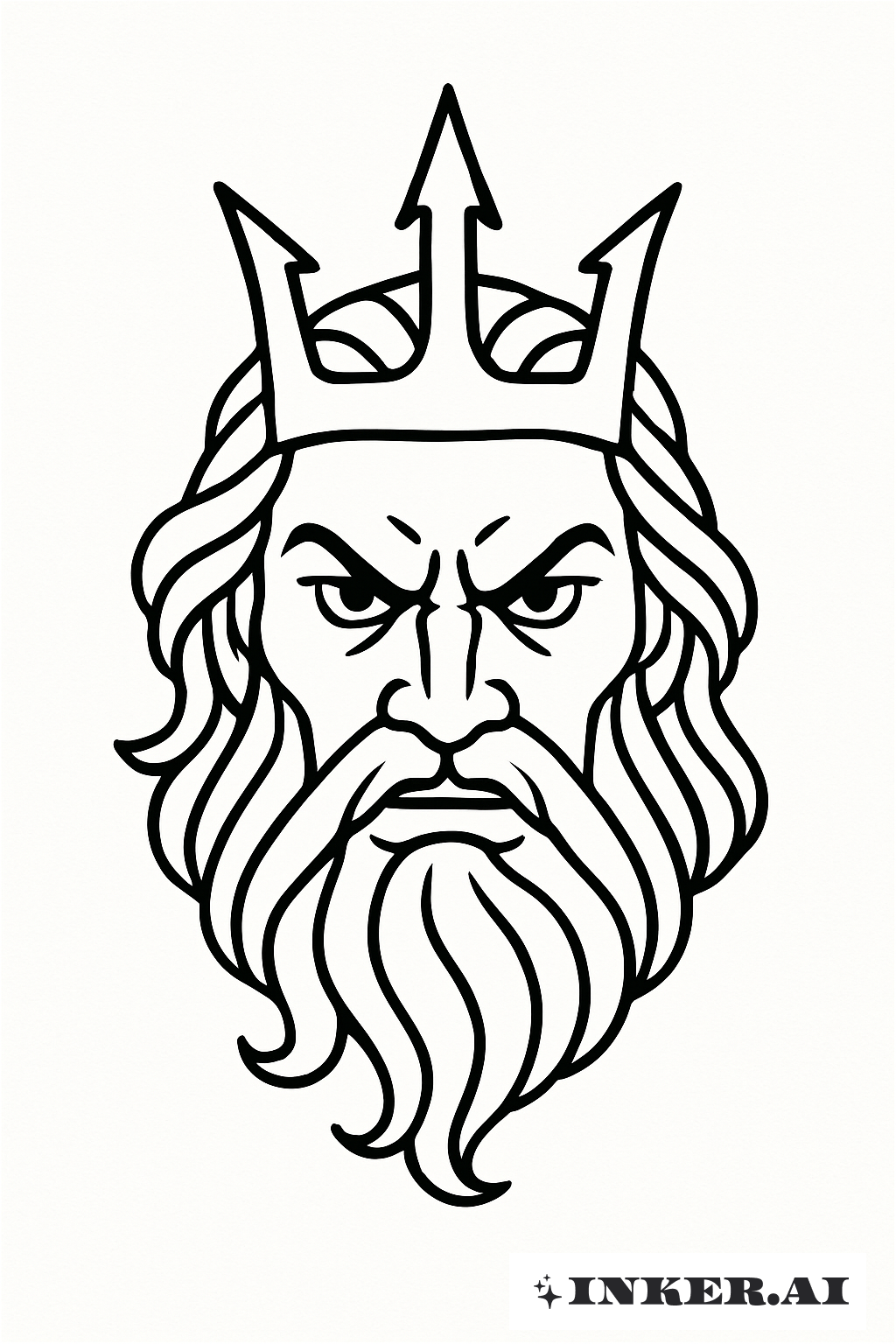 A Basic Outline Of An Angry Poseidon's Face