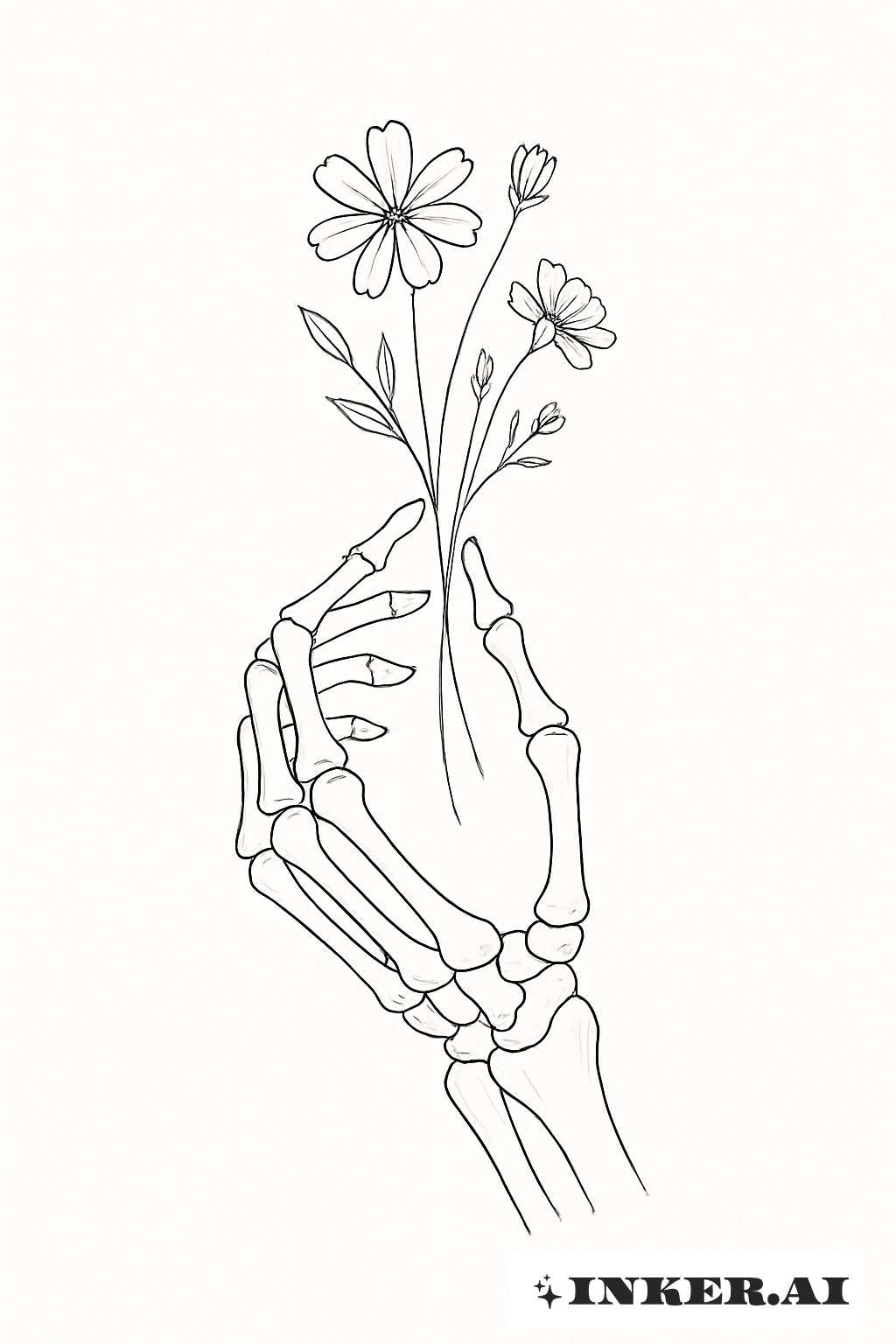 Dainty Wildflower Skeleton Hand