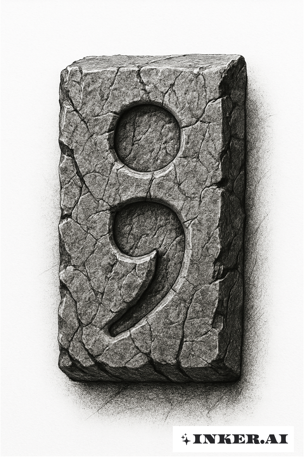 Point-virgule Gravé dans la Pierre