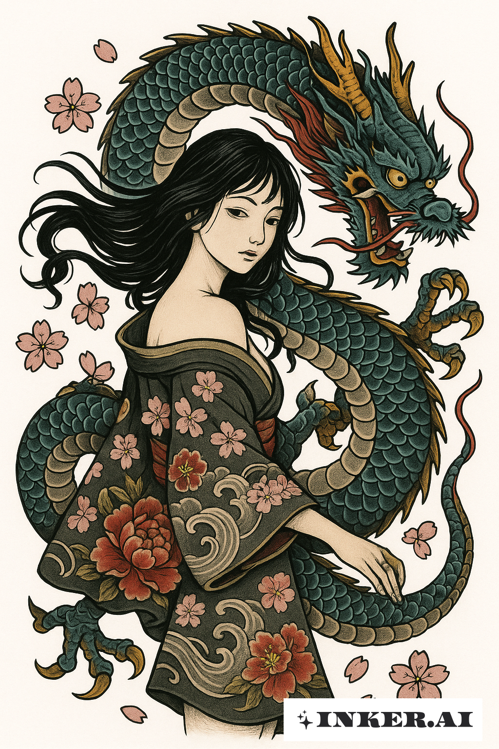 La Fille avec le Dragon et un Ryu Enroulé