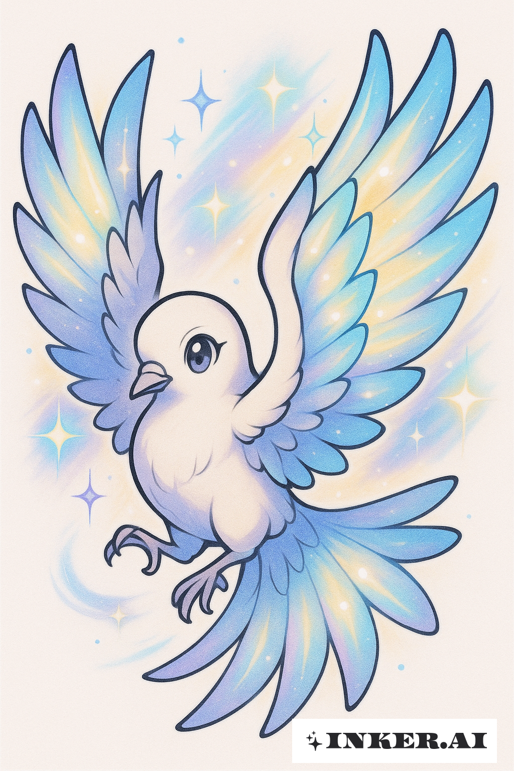 Colombe Gardienne Avec Ailes Lumineuses Style Anime