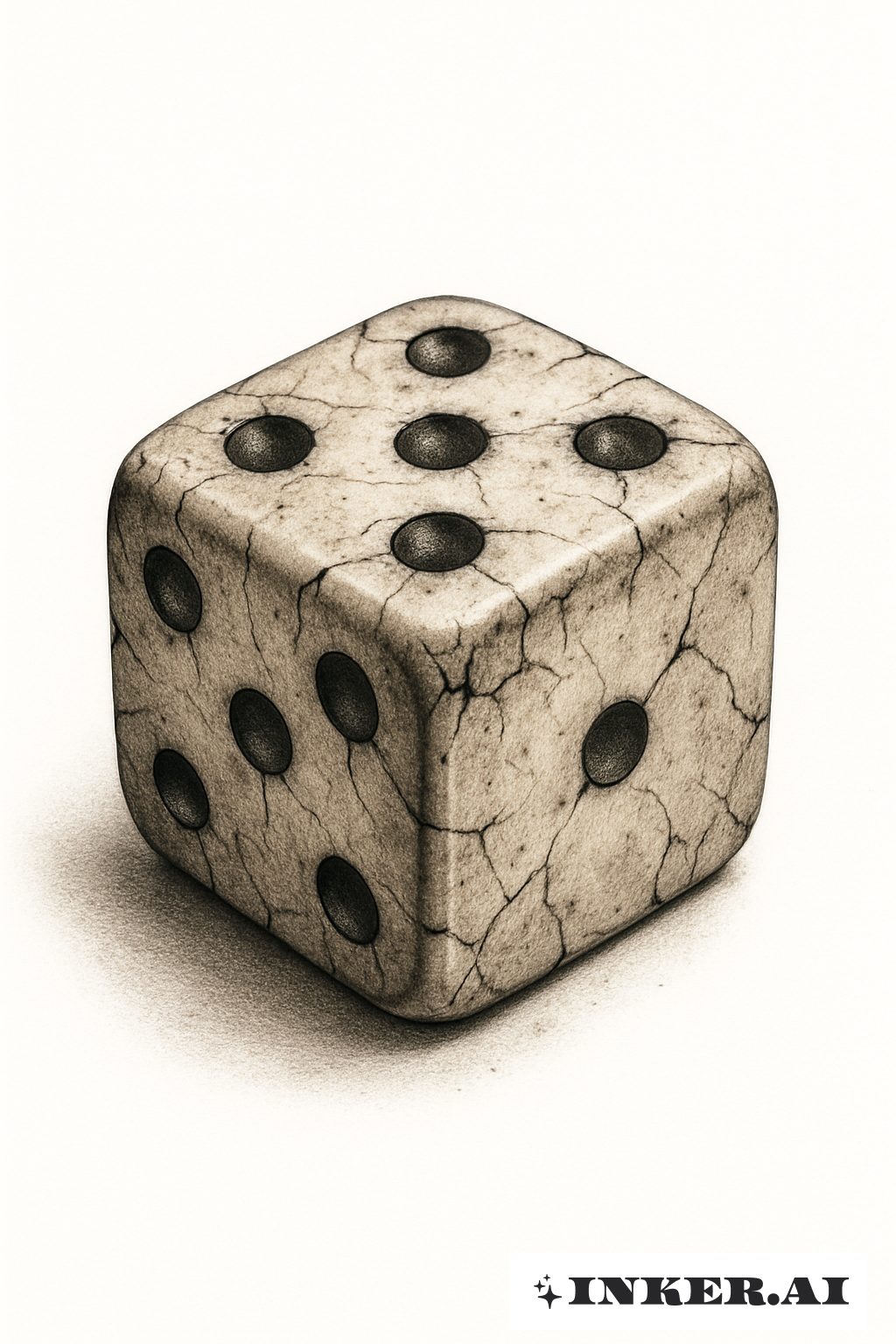 A Weathered Ivory Dice with Cracks
