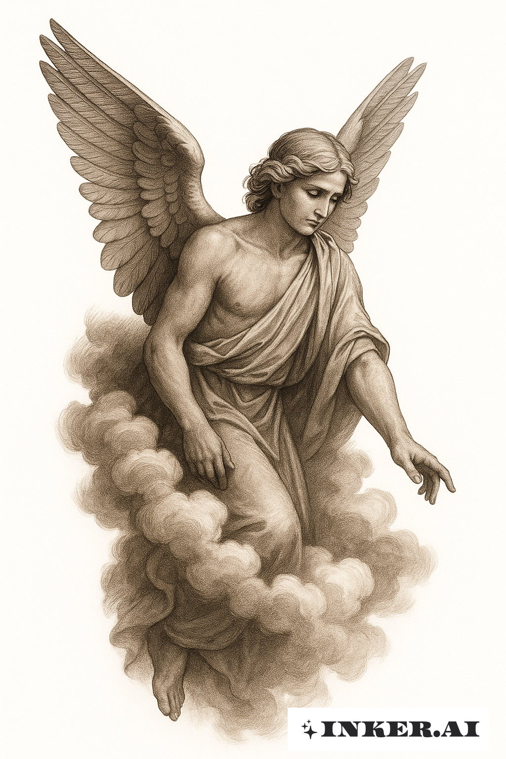 Guardian Angel Reaching Through the Clouds