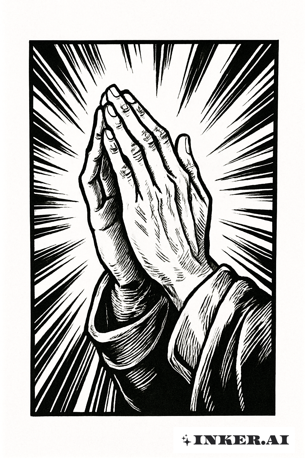 Manga Panel Praying Hands with Speed Lines