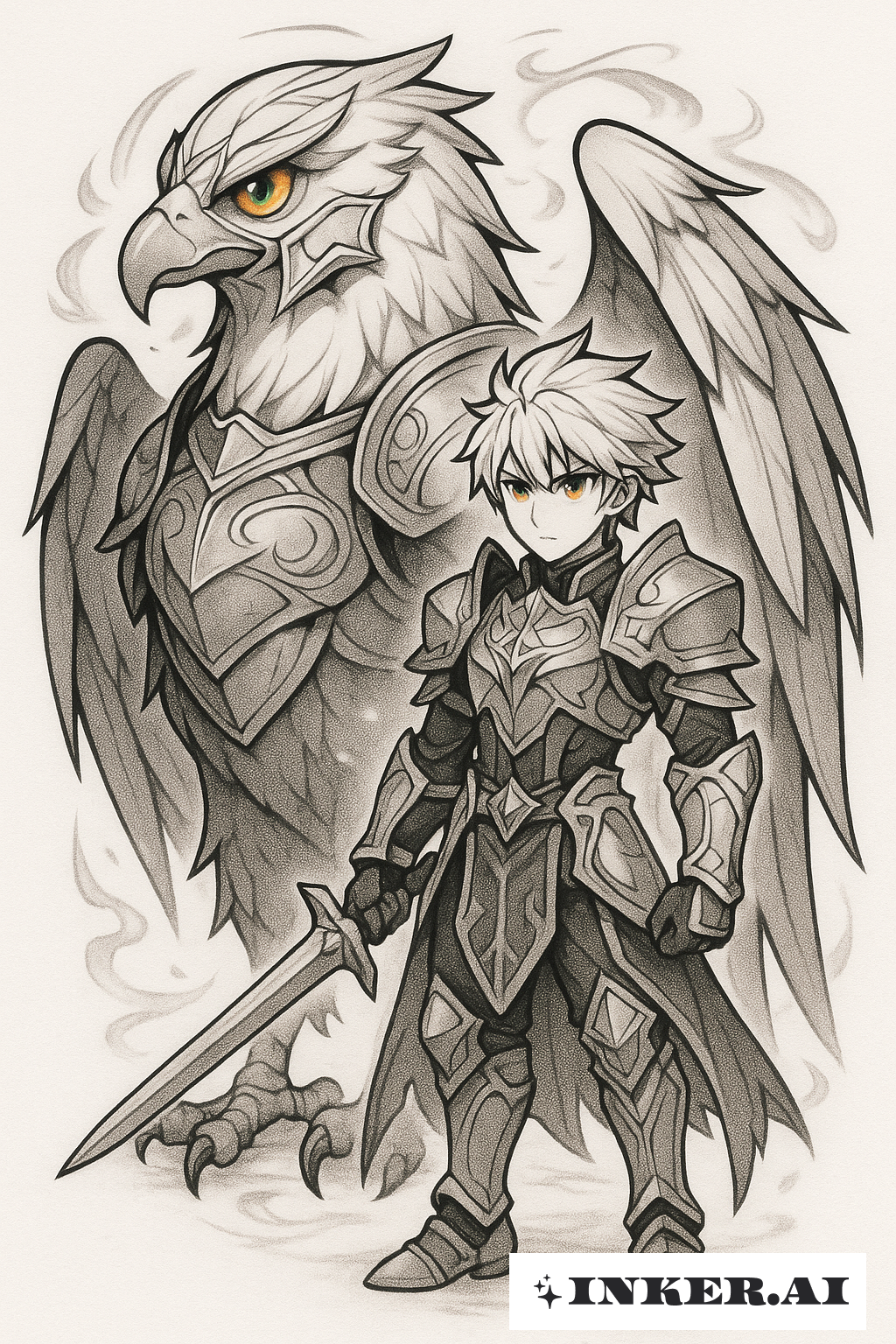 Fantasy Knight's Eagle Companion