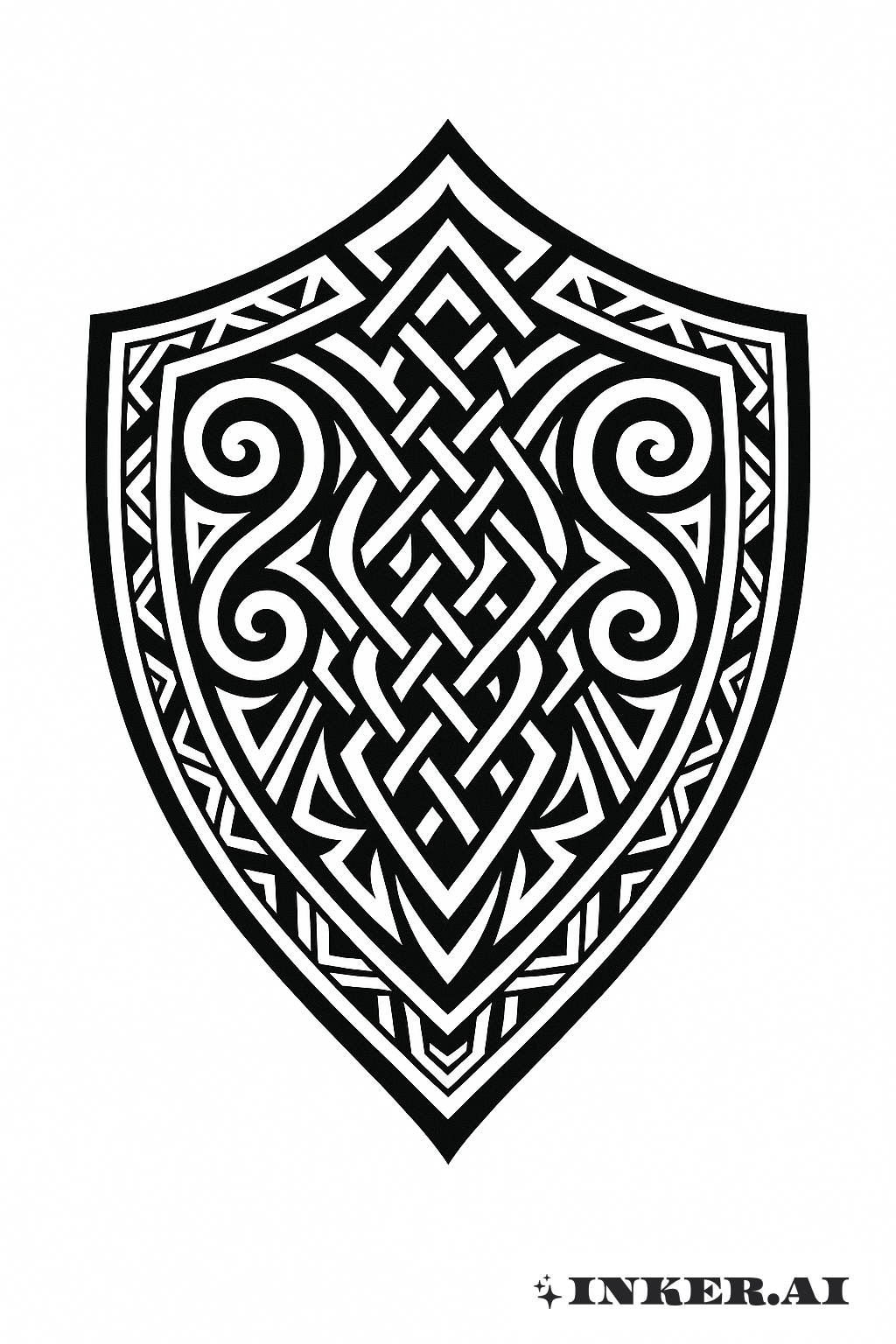 헬게세스의 정교한 부족 문양 방패