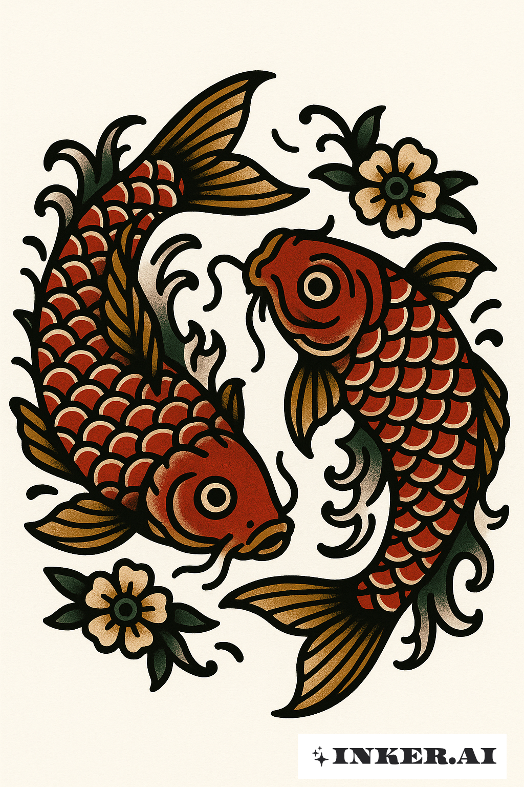 Dois Peixes Koi Piscianos Circulando