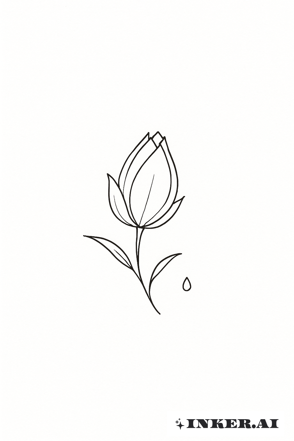 Simple Water Lily Bud And A Small Droplet