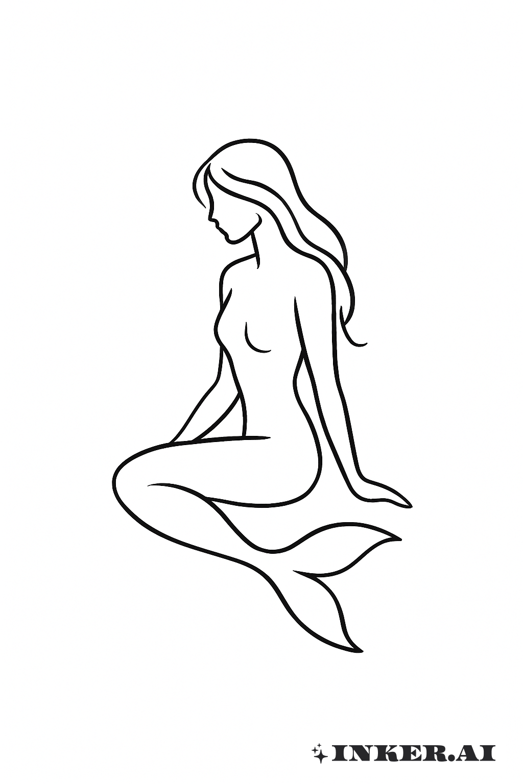 简约线条坐姿美人鱼