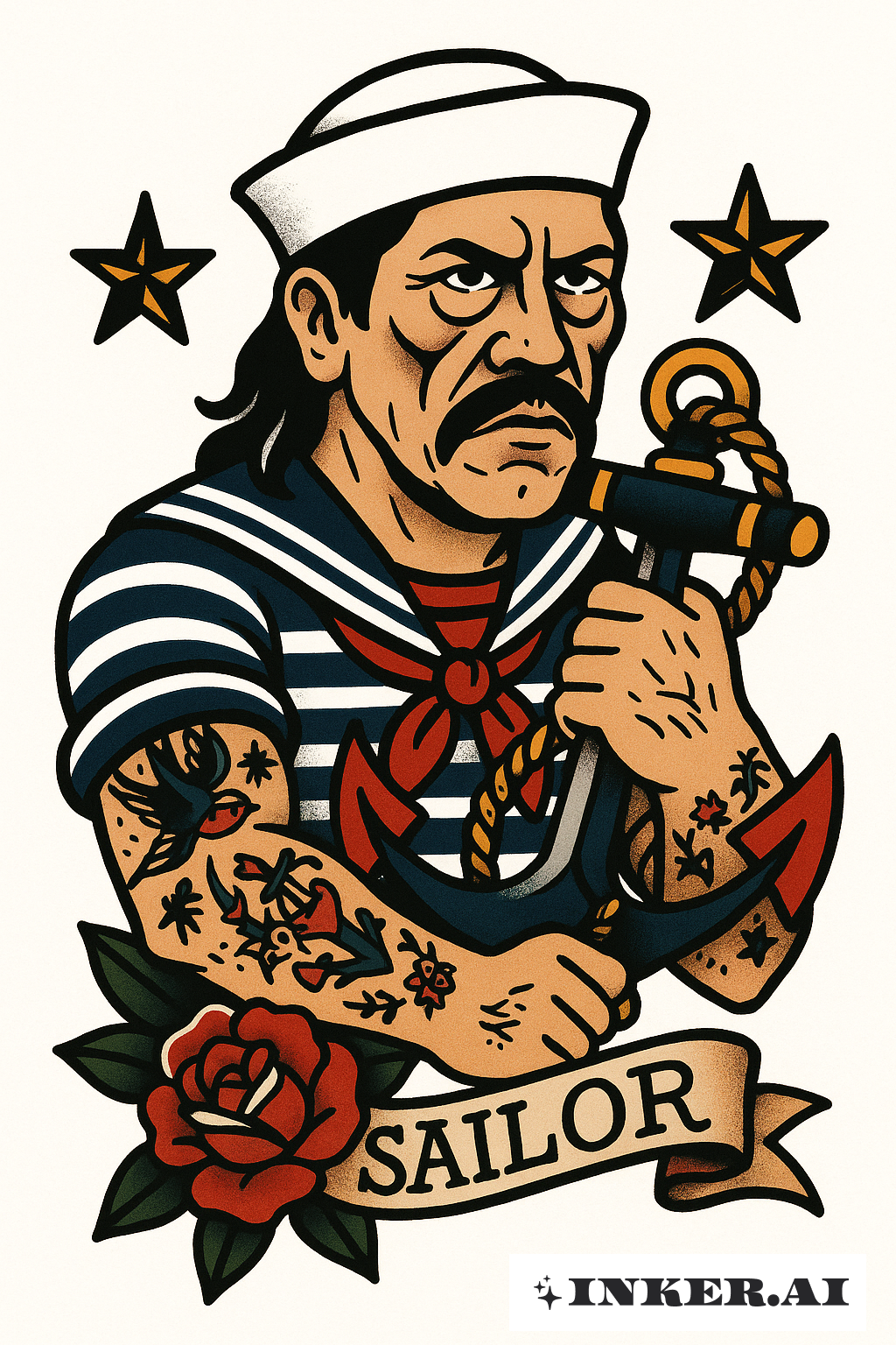 Sailor Danny Trejo With A Mighty Anchor