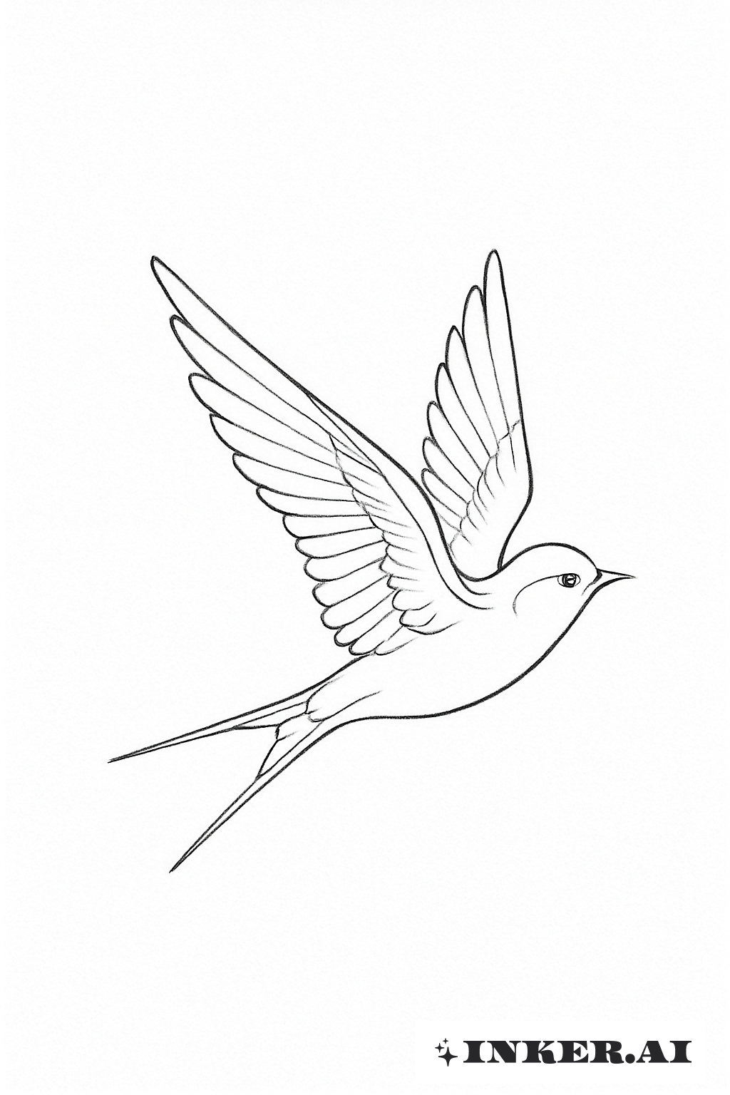Einzelne Nadelumrisse einer fliegenden Schwalbe