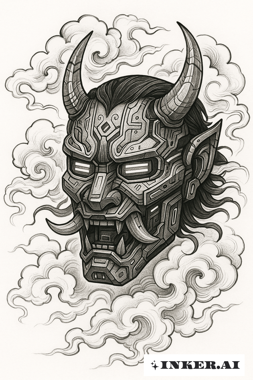 Mặt nạ Cyber-Oni của Thế hệ Z trong Mây