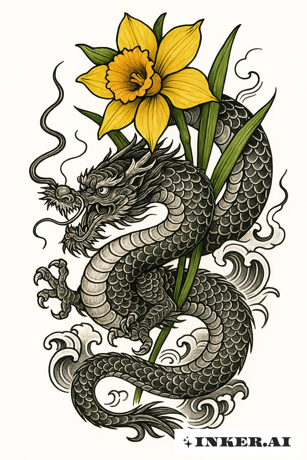 Un Narcisse et Dragon Japonais en Sinuosité