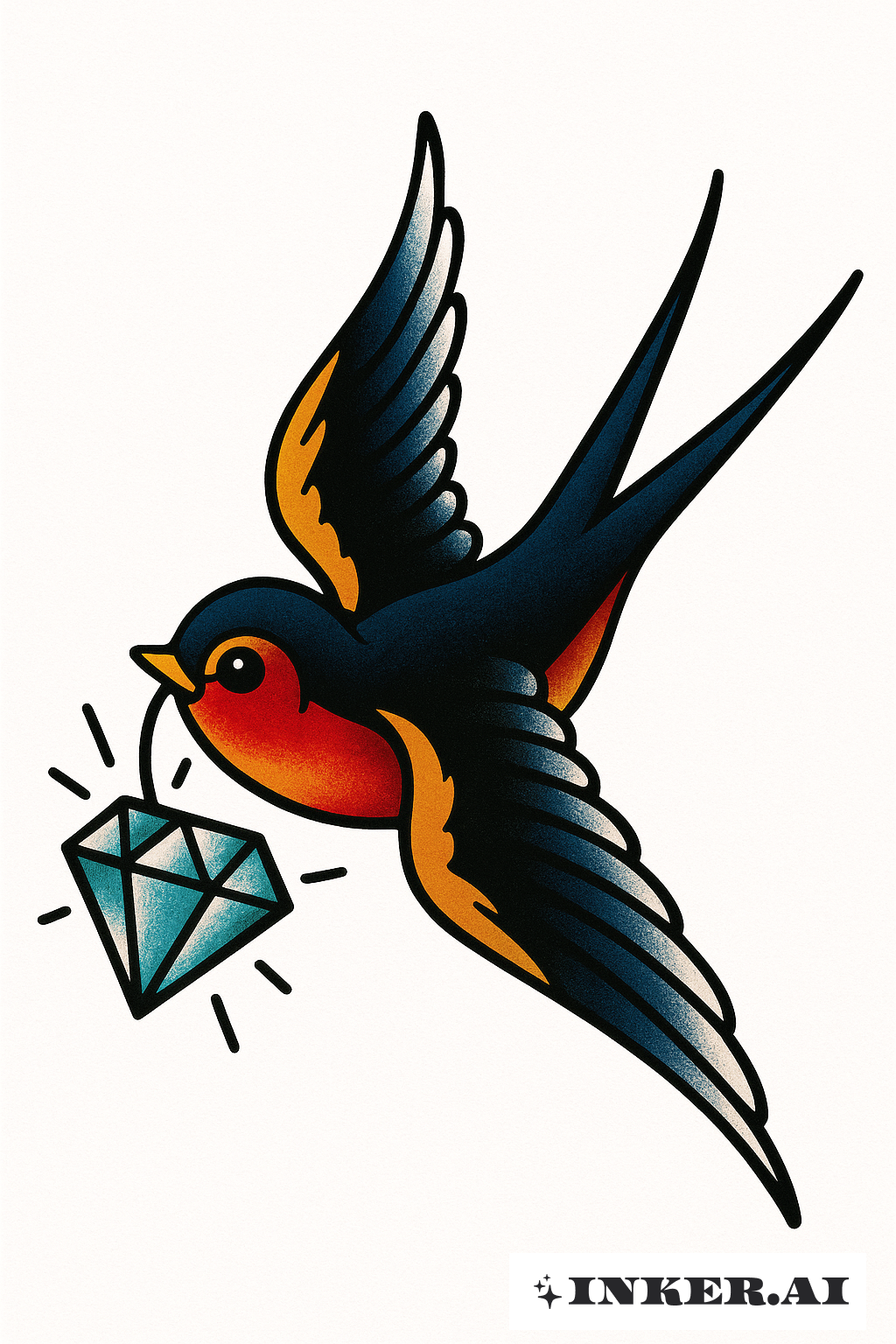 Swallow Bird With A Shining Diamond