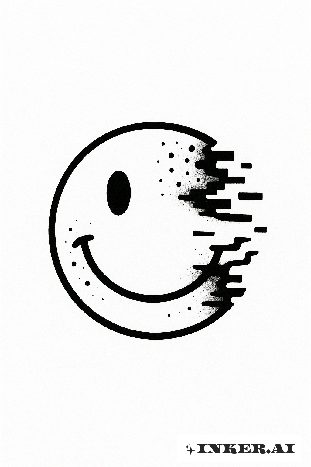 Ein infiziertes, verzerrtes Smiley-Gesicht
