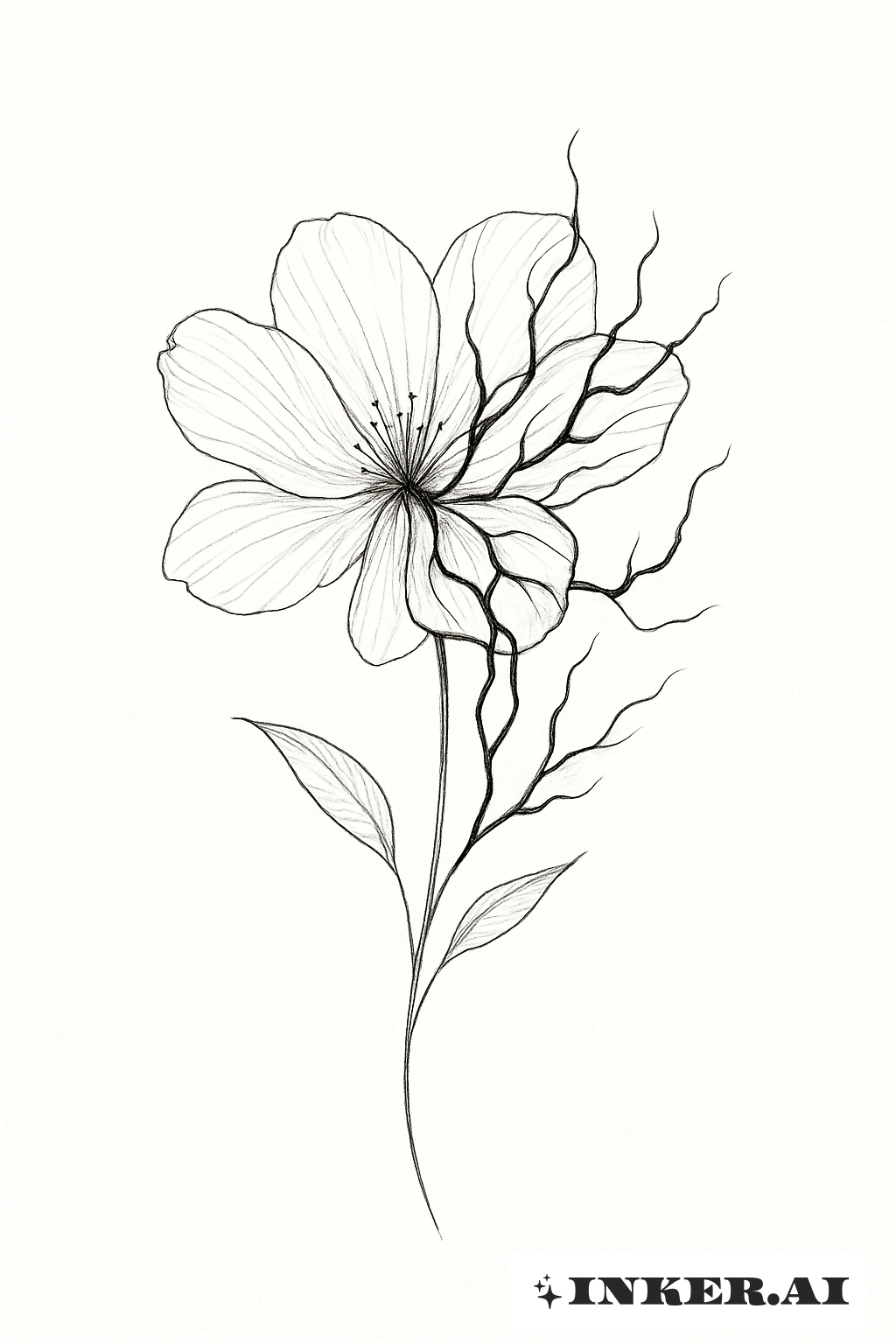 Fleur Fine Line Infectée par des Veines Sombres