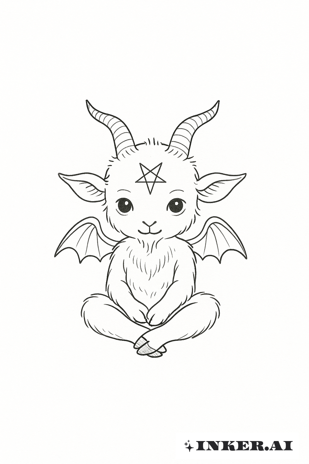Pequeno Bebê Bafomé Desenho de Contorno