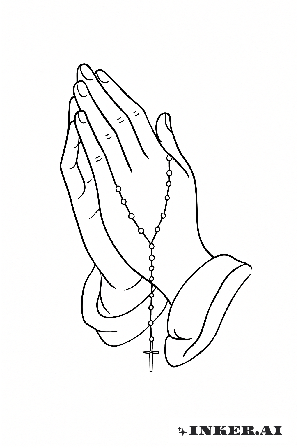 Praying Hands with a Fine Line Rosary