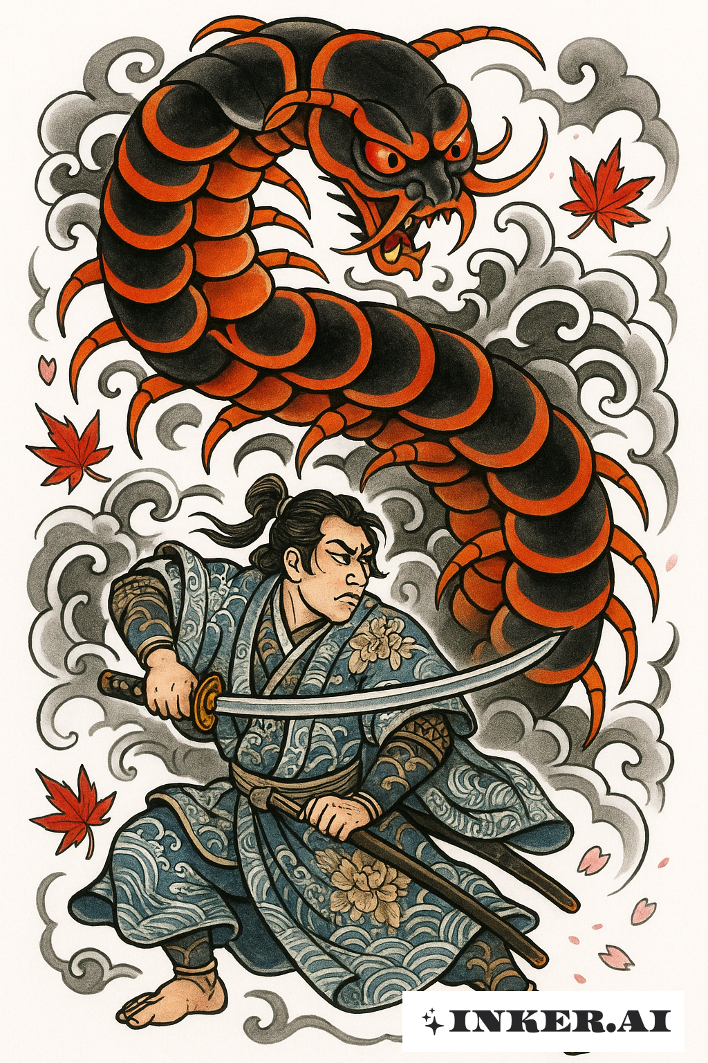 Centipède Géant Ōmukade contre Samouraï