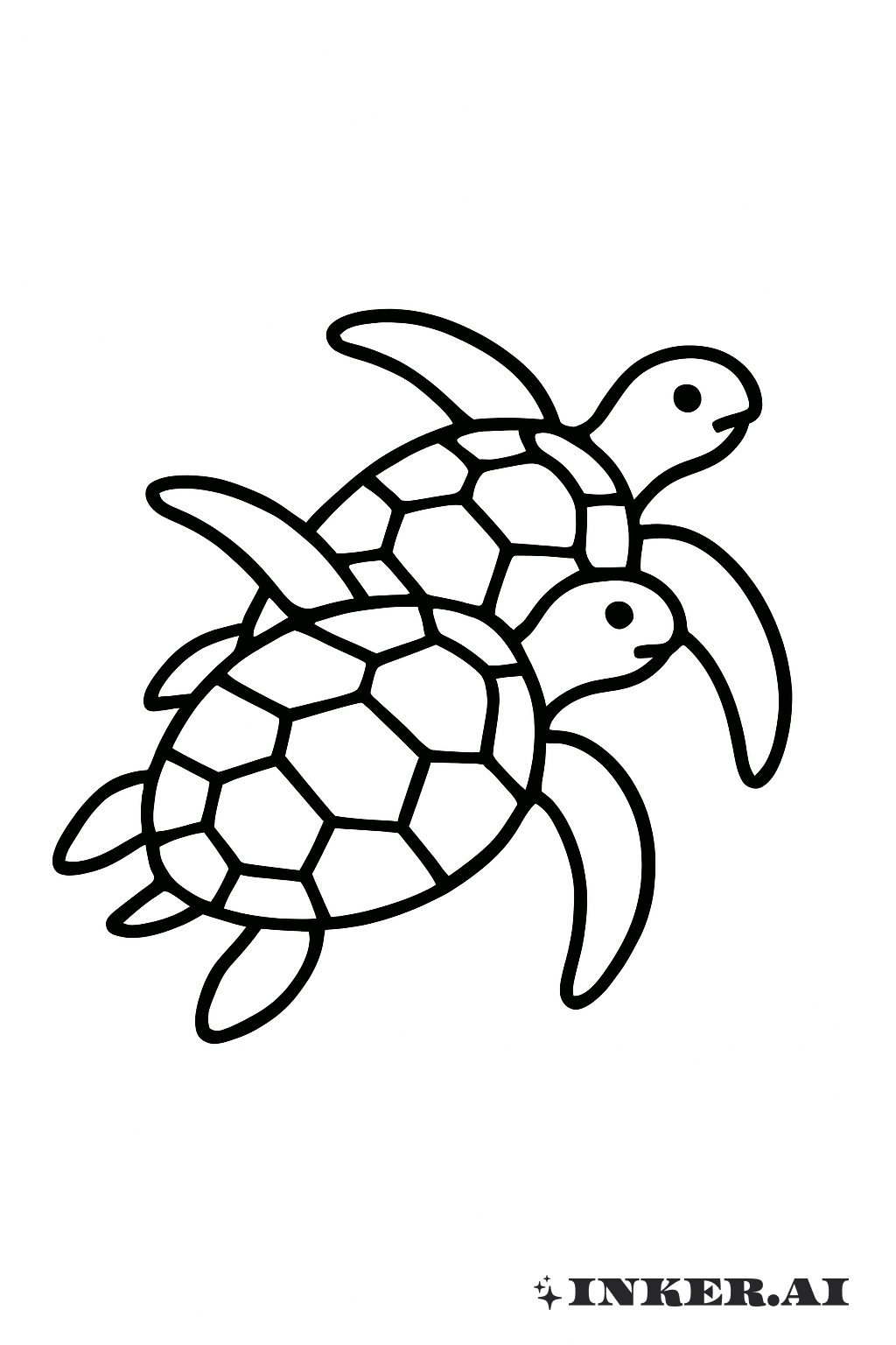 兩隻海龜在海中共同游泳