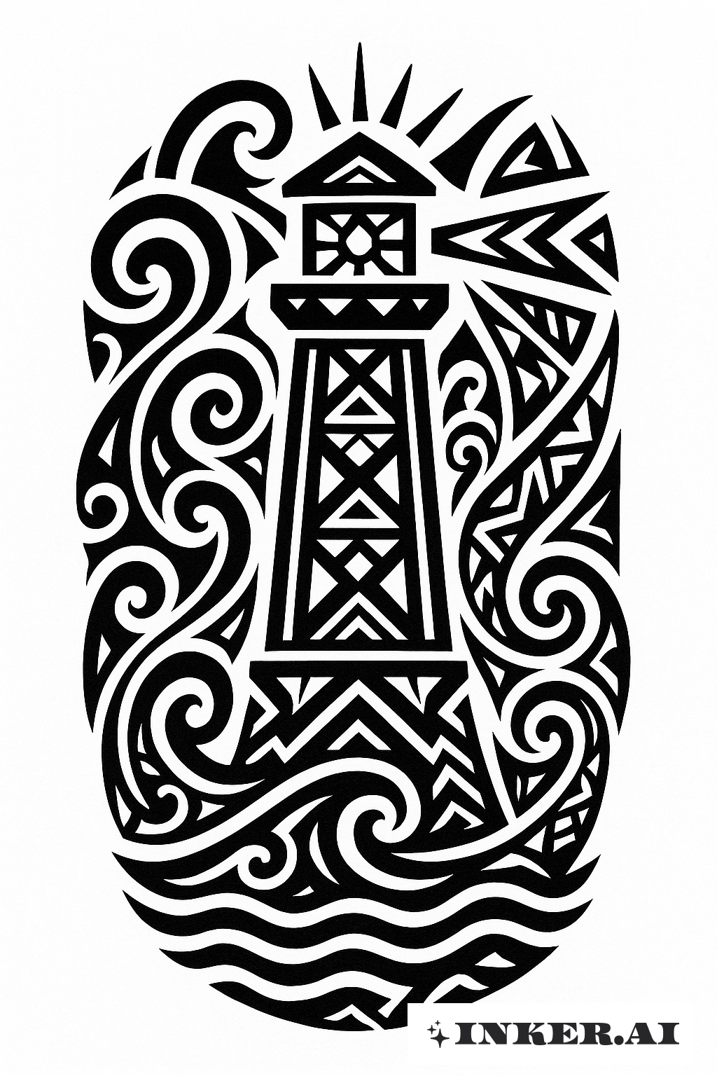 Polynesian-Style Abstract Lighthouse Form