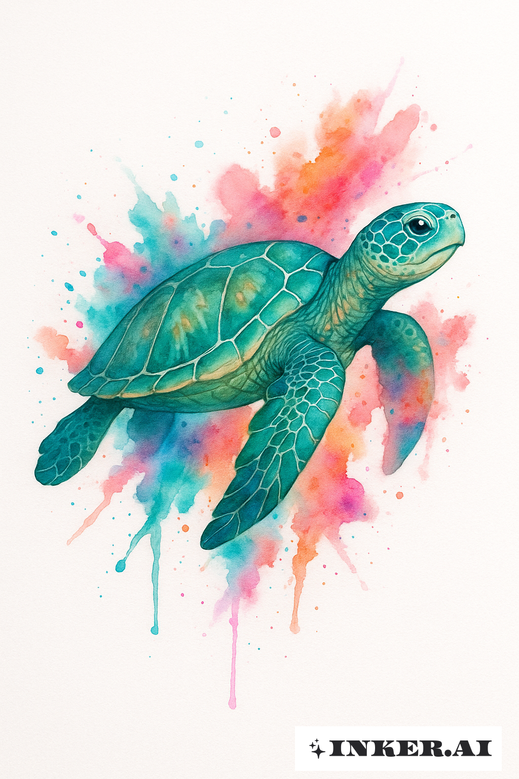 Éclat Aquarelle de Tortue de Mer