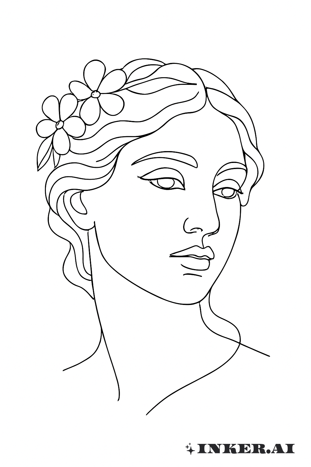 A Single Line Drawing Of Persephone's Face