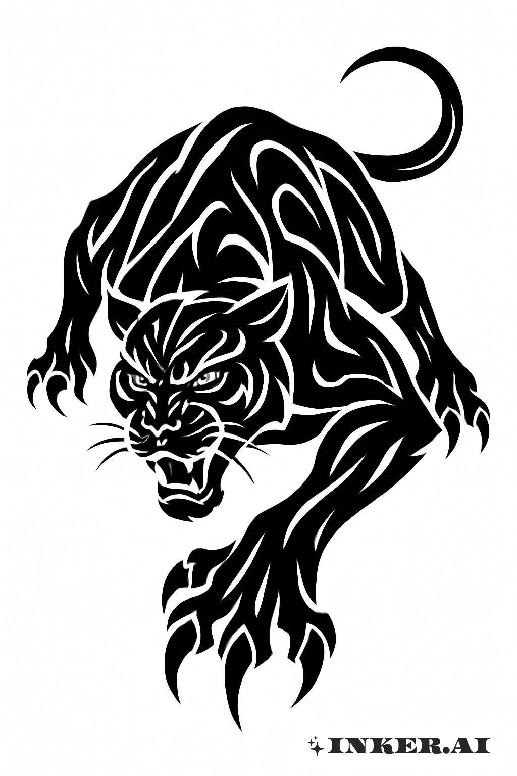 Gestylter lauernder Panther in Stammesform