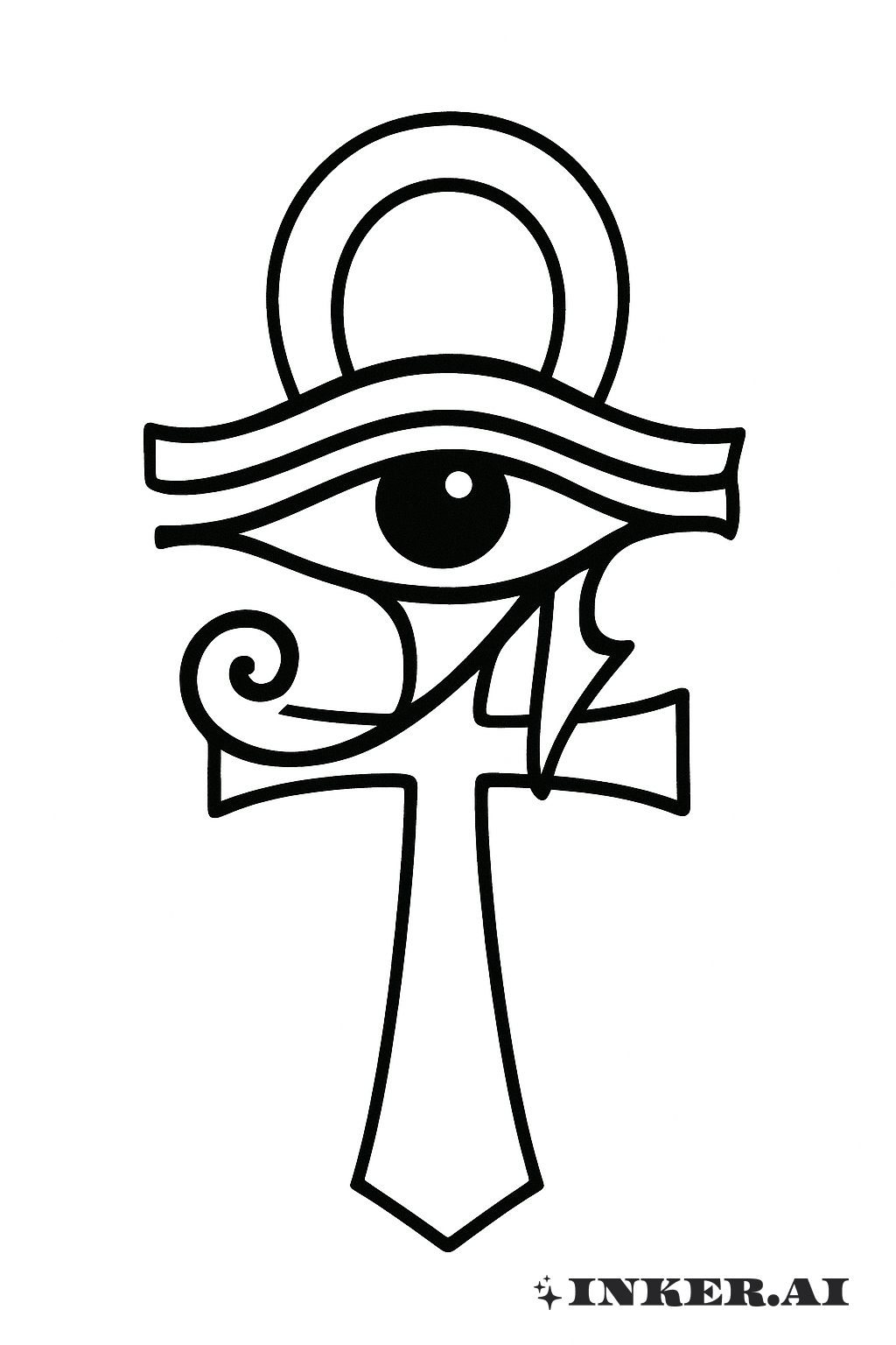 Olho de Hórus Clássico com Símbolo Ankh
