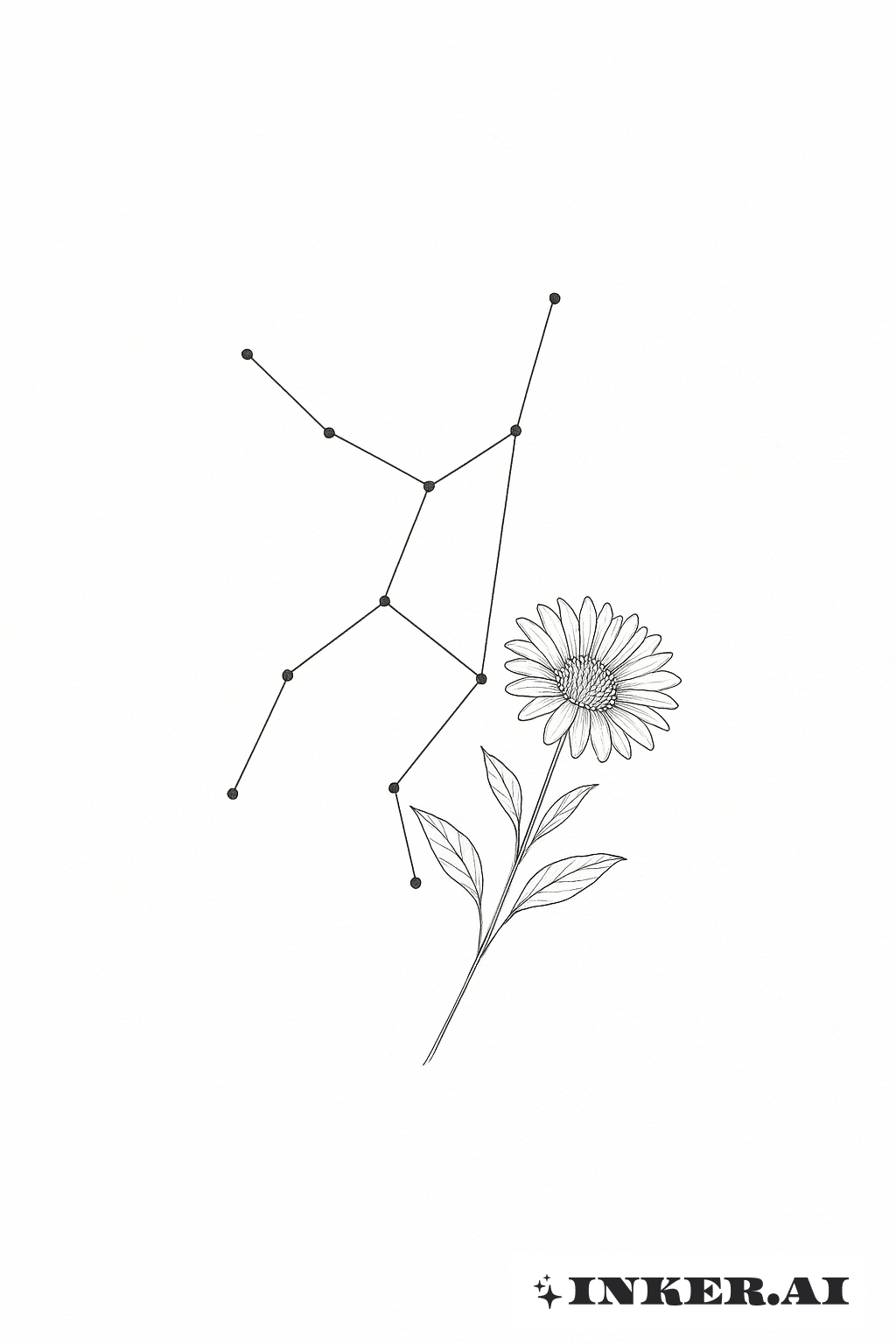 Constellation de la Vierge avec une fleur de naissance de septembre