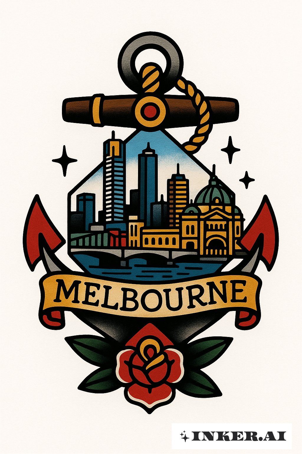 Neo mỏ neo bao trọn đường chân trời thành phố Melbourne