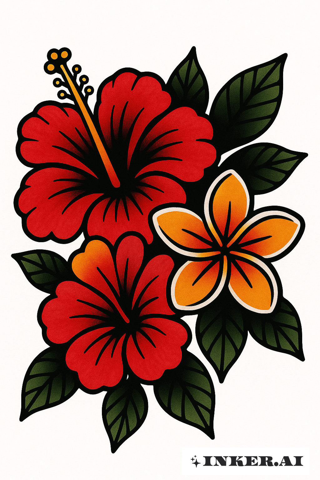 Old School Hibiscus y Plumeria