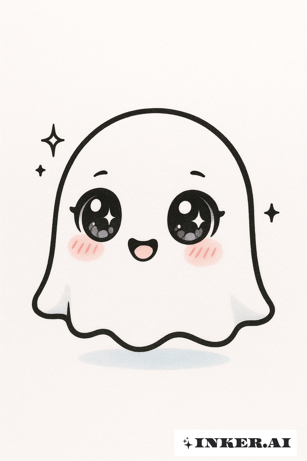 Kawaii Ghost Face With Sparkle Eyes