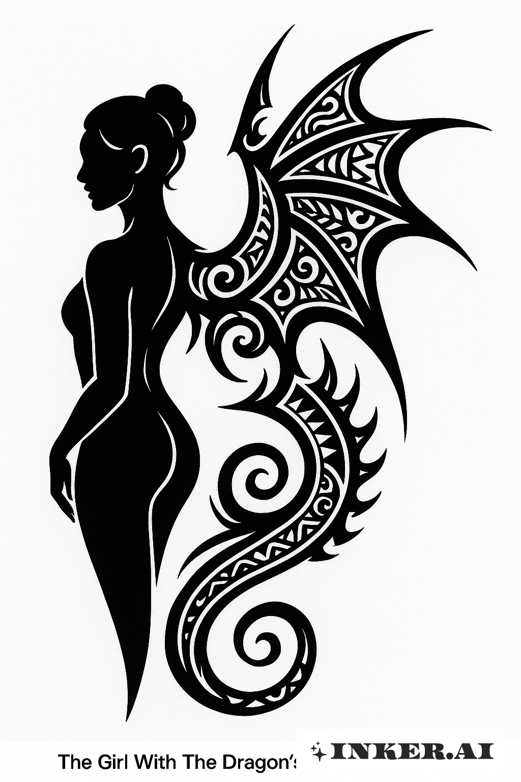 La Fille avec l'insigne tribal ailé du dragon