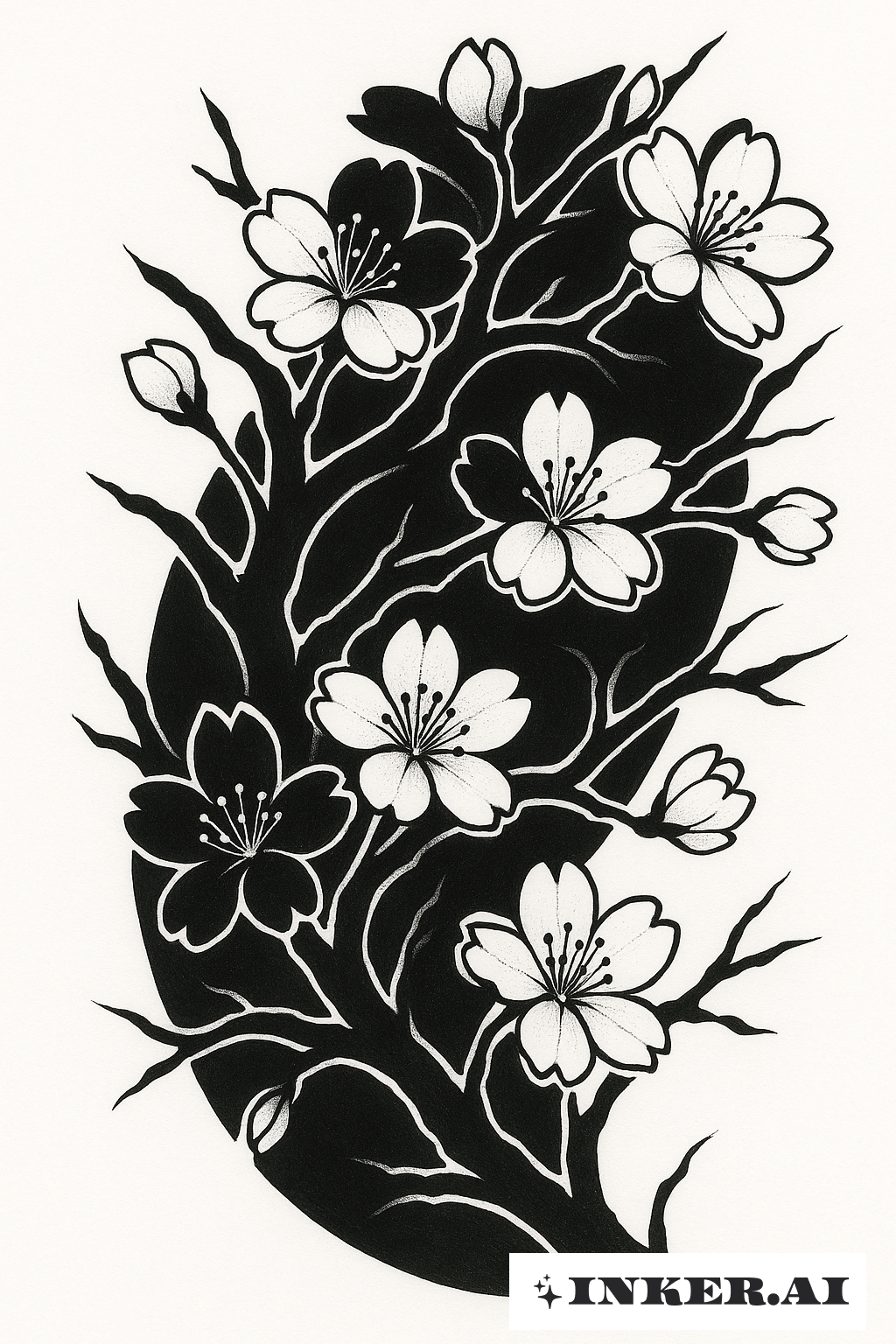 벚꽃 네거티브 스페이스 블랙아웃