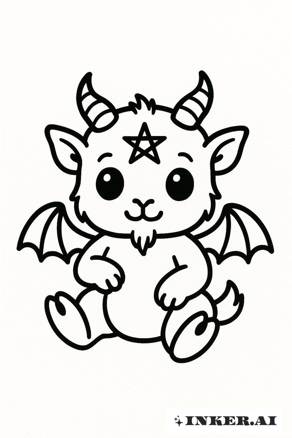 Bebé Baphomet Desenho Cartoon Simples