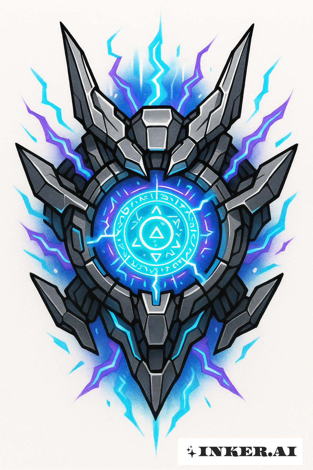 Mecha's Glowing Cyber Sigilism Power Core
