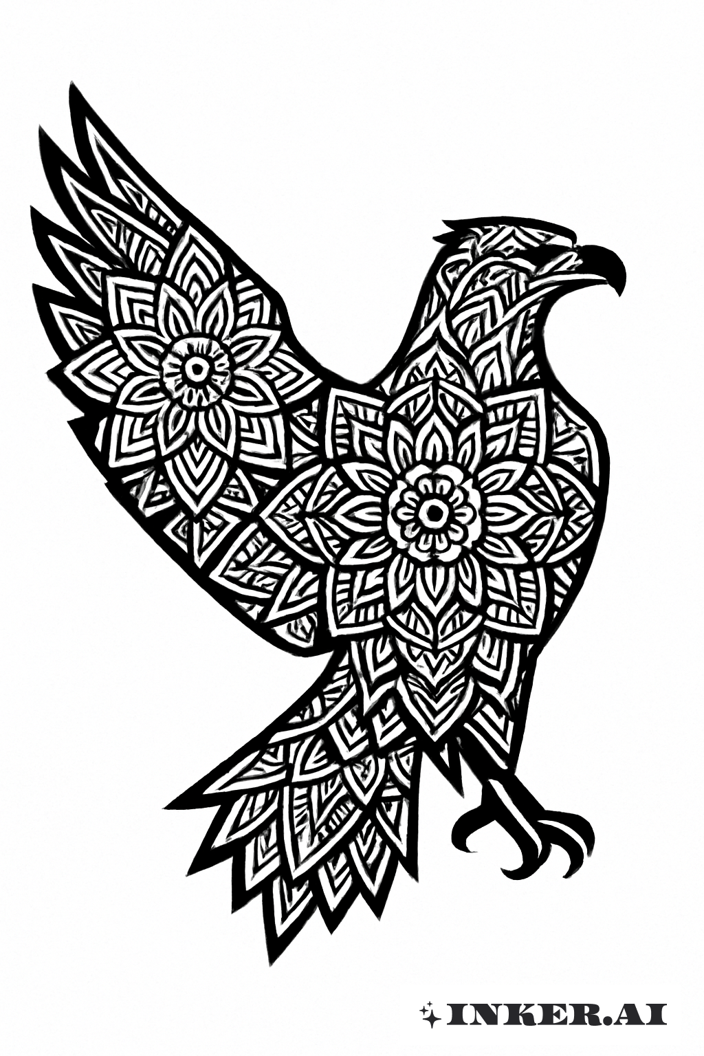 Silhueta de Águia Preenchida com Mandalas