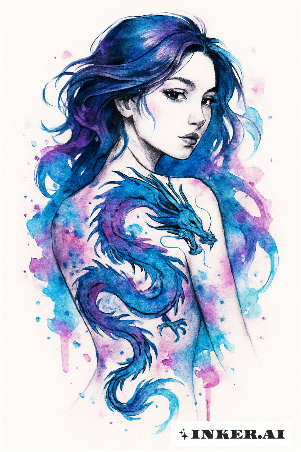 The Girl With The Dragon In A Splash Of Color